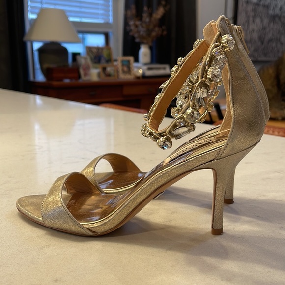 Badgley Mischka Platinum Clark Ankle Strap Stiletto Sandals - Picture 5 of 8